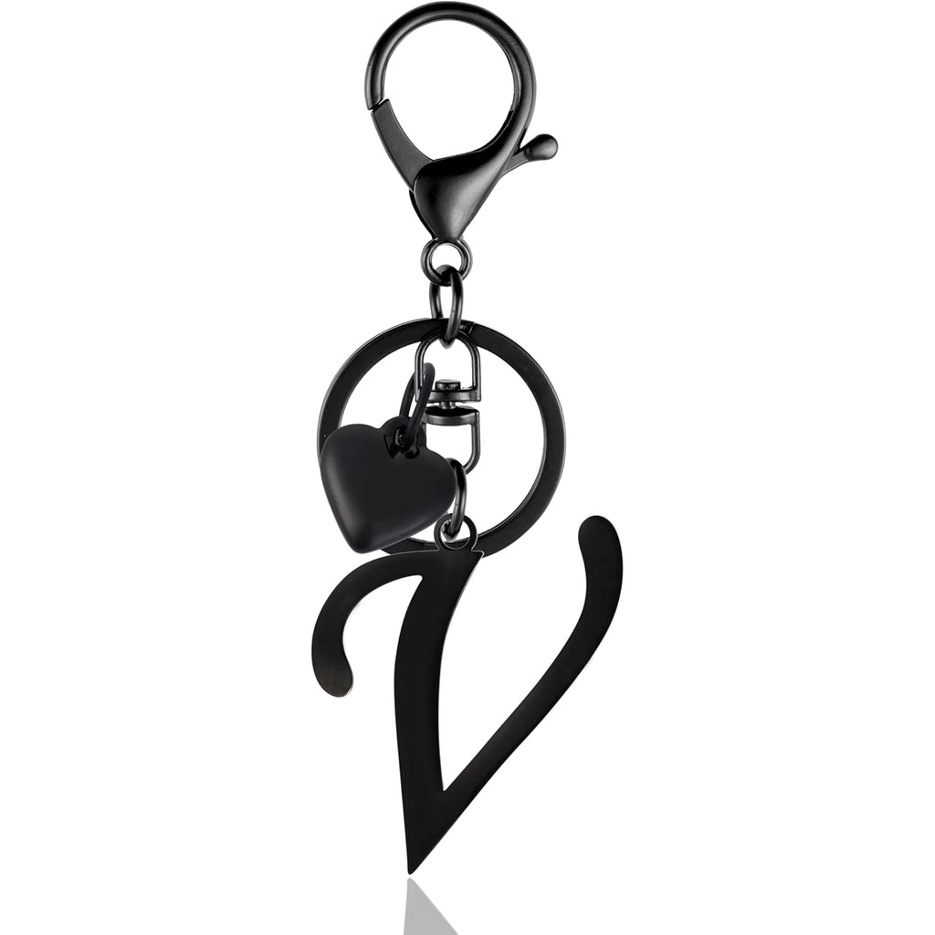 A-Z Heart Initial Letter Keychain, Stainless Steel Alphabet Charm for Handbags, Gift for Women and Girls