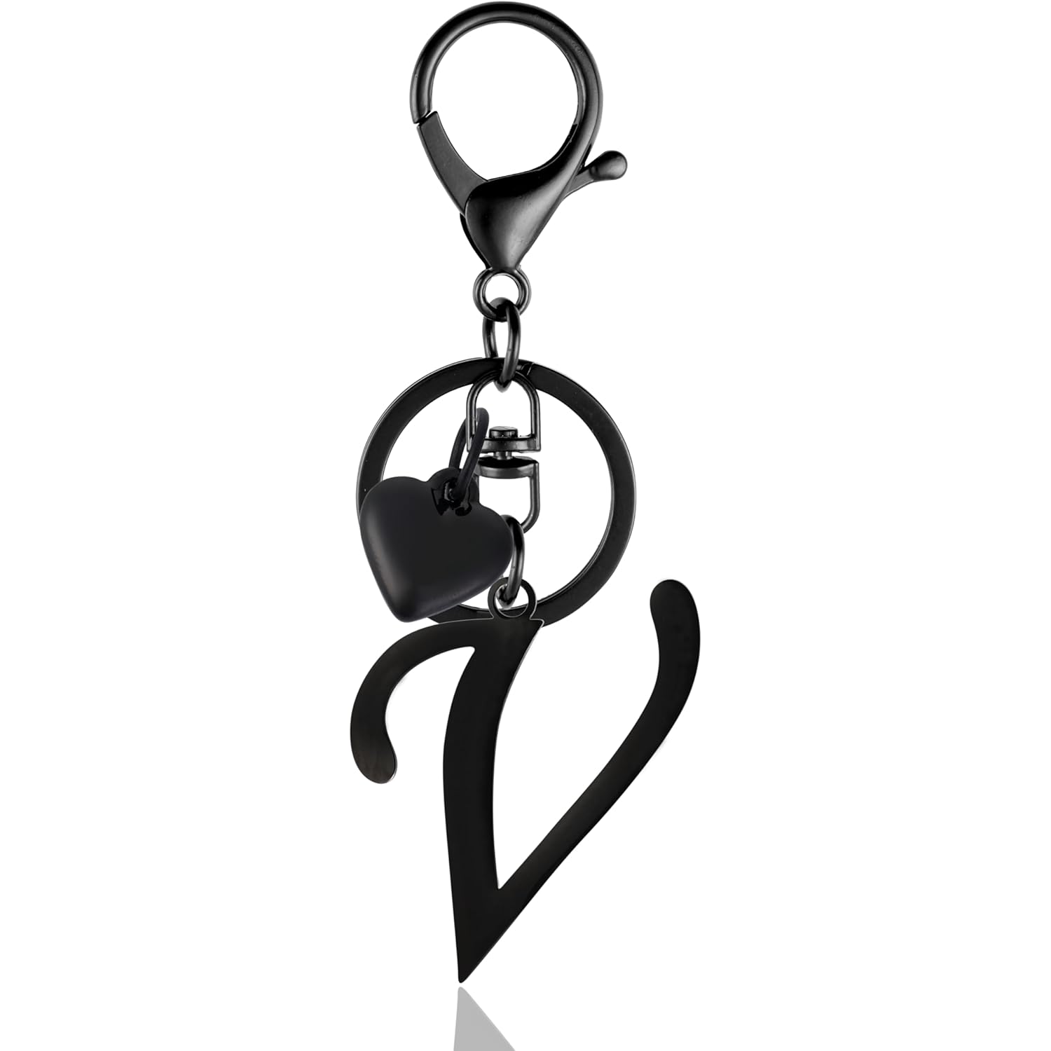 A-Z Heart Initial Letter Keychain, Stainless Steel Alphabet Charm for Handbags, Gift for Women and Girls