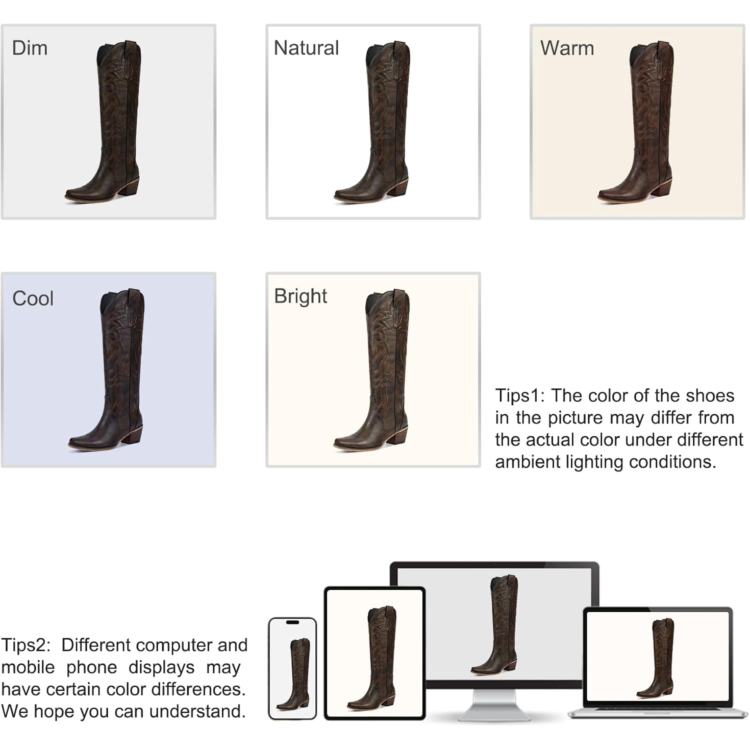 wetkiss Cowboy Boots for Women Knee High Cowgirl Tall Boots with Classic Retro Embroidered Chunky Heel Slip On Pointed Toe Womens Western Boots for Girls Ladies