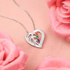 925 Sterling Silver Personalized Name Mom Necklace with 2-6 Heart Birthstones Custom Name Mother Chain Pendant Mother Day Christmas Gifts for Women Mom Grandma Wife