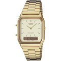 Casio Aq230Ga-9D Men'S Analog Digital Dual Time Gold Tone Metal Band Watch