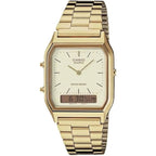 Casio Aq230Ga-9D Men'S Analog Digital Dual Time Gold Tone Metal Band Watch