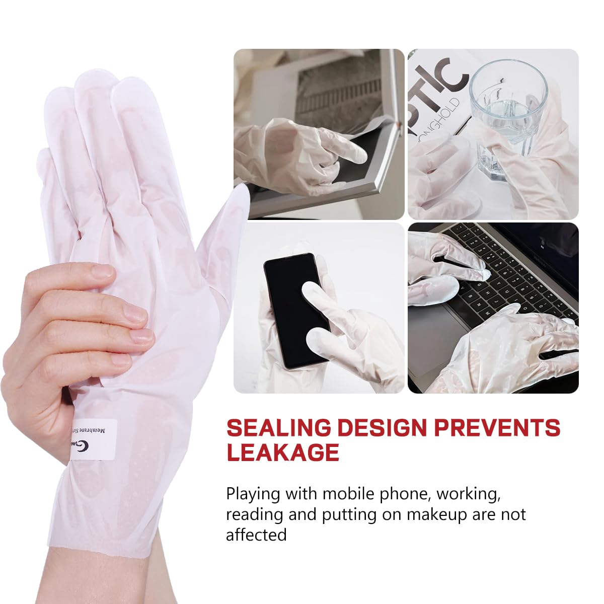 GUAN JING 72-Hour Moisture Lock Hand Mask Moisturizing Gloves with Shea Butter, 2 Pairs-Avocado Oil & Hyaluronic Acid – Deep Repair & Hydration for Dry, Cracked Hands