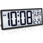 Backlight Digital Wall Clock Battery Operated - With Temperature And Date 14.5'' Large Digital Wall Clock, Easy To Read And Set, Auto Dst