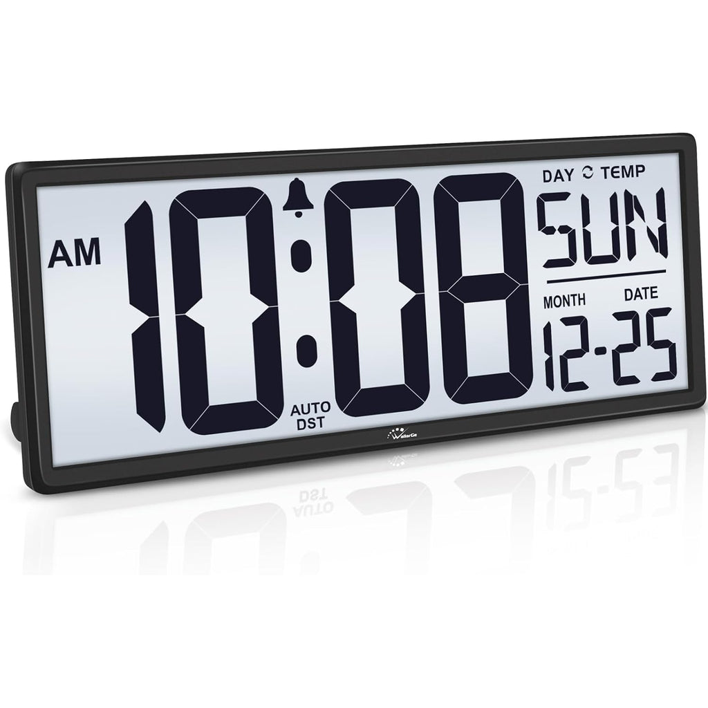 Backlight Digital Wall Clock Battery Operated - With Temperature And Date 14.5'' Large Digital Wall Clock, Easy To Read And Set, Auto Dst