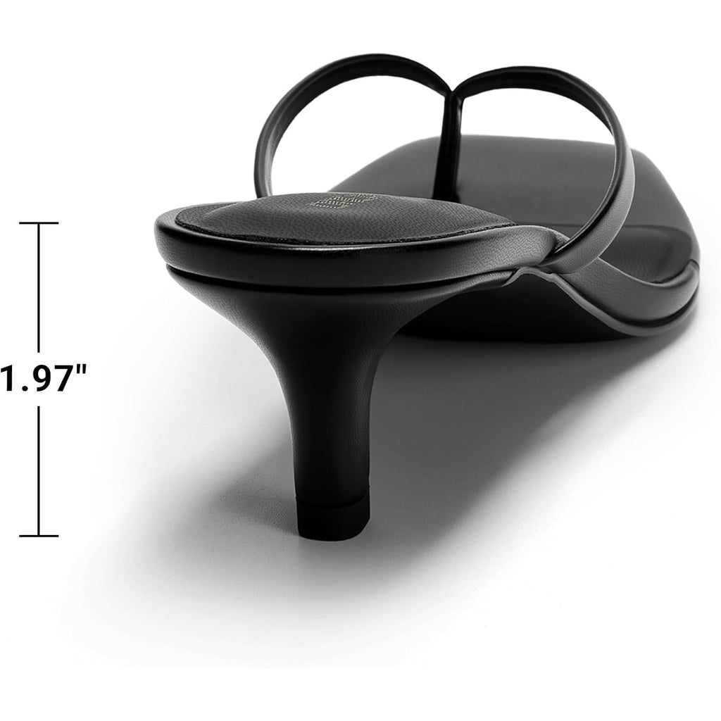 Dream Pairs Kitten Heels For Women Flip Flop Low Heels Square Open Toe Sandals Thong 1.97 Inch Heeled Sandals For Summer Vacation
