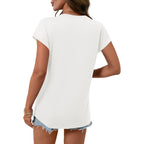 Lomon Womens Summer Tops Short Sleeve Shirts Cap Sleeve Tops Crew Neck Cute Trendy Tunic Blouses Dressy Casual Outfits 2026