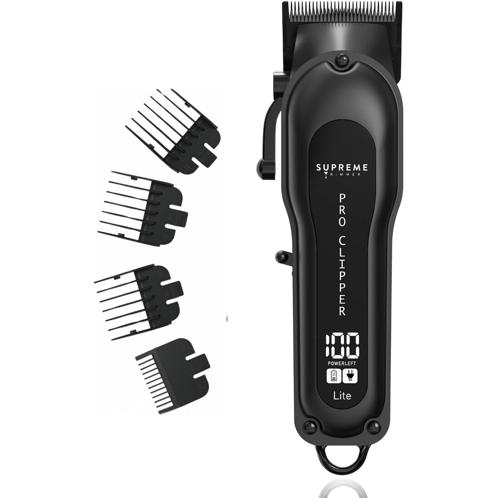 Supreme Trimmer Pro Clipper Lite | 210 Min Run Time Professional Hair Cutting Tool Set + Hair Comb, Scissors & Fade Blade | STC5000