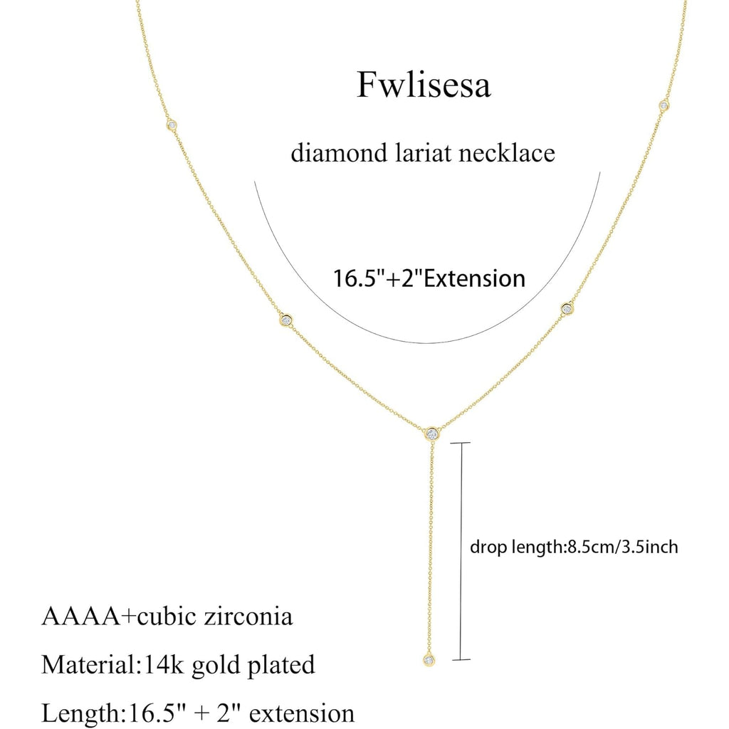 Gold Necklace for Women, Dainty Gold Long Necklaces 14k Gold Plated Prom Lariat Necklace Cute Choker Necklaces for Women Trendy Stuff Fashion Costume Gold Accessories Christmas Jewelry Gifts