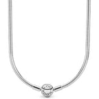 Pandora Classic Snake Chain Charm Necklace - Gift for Her - Sterling Silver with Embossed Ball Clasp Necklace - With Gift Box