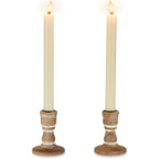 Wooden Taper Candle Holders: Wood Candlestick Holders Rustic Farmhouse Fall Decor for Living Room Dinning Table Centerpiece Christmas Set of 2