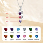 ORFAN Personalized Sterling Silver Mothers Name Necklace with 1-6 Simulated Birthstones Custom Heart Pendant Necklace Personalized Mom Necklace for Christmas