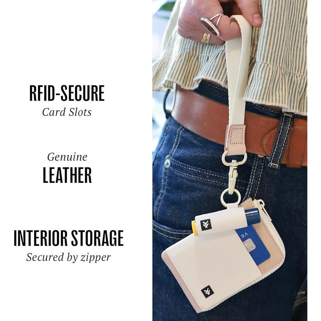 Thread Wallets Rfid Blocking Leather Zip Wallet With Card Holder For Men And Women (Off White)