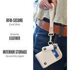 Thread Wallets Rfid Blocking Leather Zip Wallet With Card Holder For Men And Women (Off White)