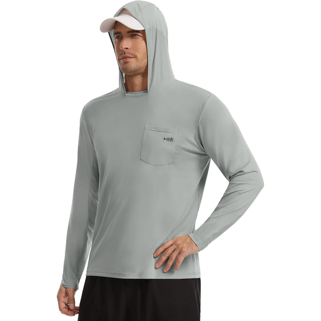 Bassdash Men’S Upf 50+ Fishing Hoodie Shirts With Chest Pocket Lightweight Uv Sun Protection Long Sleeve Hiking Sports Fs34M