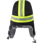 Hi Vis Trapper Hat with Ears Flaps Reflective Strip Trapper Hat Faux Fur Thickened Winter Cold Weather Windproof Skiing Cap
