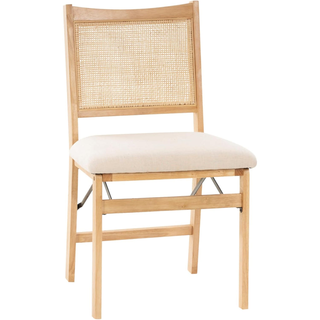 Powell Kasi Beige Rattan Cane Folding Foldable Dining Side Chair, Natural