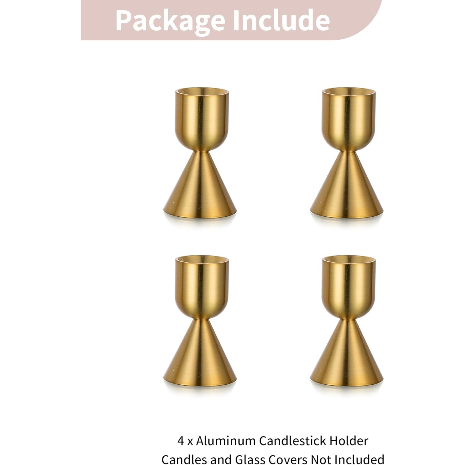 NUPTIO Candle Stick Candle Holder: Set of 4 Gold Aluminium Candlestick Holders - Brass Taper Candleholder for Fall Thanksgiving Christmas Table Fireplace Decoration