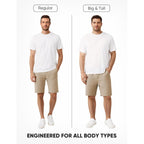 Jmierr Mens Cotton Stretch Shorts Casual Drawstring Twill Chino Shorts | Drawstring Waist, Phone Pockets, Golf, Summer Beach Cruise Outfits, Machine Wash