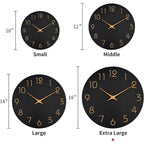 Large Wall Clock 16 Inch Black Battery Operated Silent Non Ticking Simple Minimalist Rose Gold Numbers Clock Decorative For Bedroom Living Room Kitchen Home Office