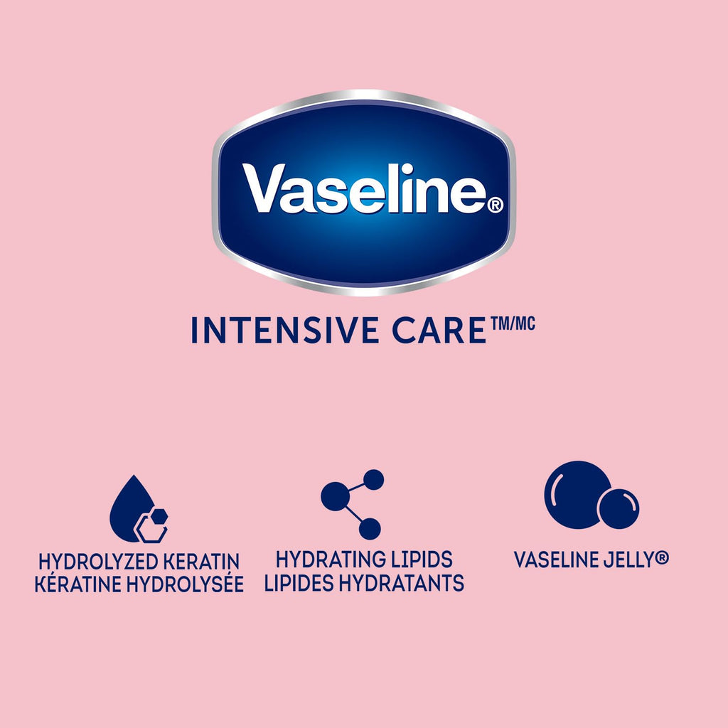 Vaseline Lotion & Lip Therapy Bundle – Healthy Hands Stronger Nails with Keratin Intensive Care Hand Lotion + Original Lip Balm Tube