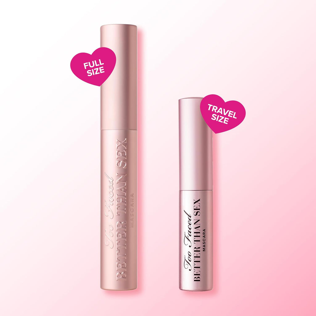 Too Faced Better Than Sex Volumizing And Lengthening Mascara | Vegan Formula, Dramatic Volume And Length | Cruelty-Free Eye Makeup + Hourglass Brush For False Lash Effect