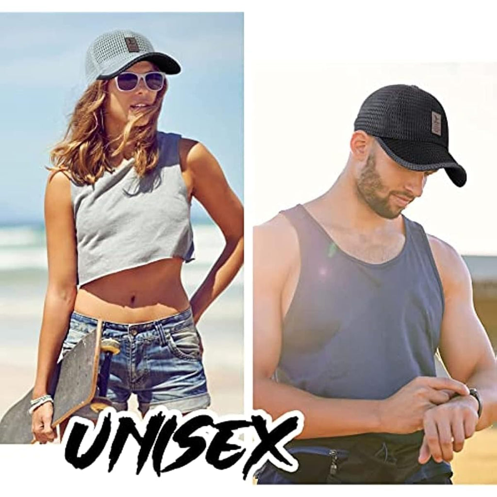 stablerice 2 Pieces Summer Mesh Baseball Cap for Men Women Adjustable Breathable Caps Casual Trucker Mesh Hat Baseball Hats Navy Blue, Light Grey