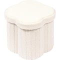 B Fsobeiialeo Storage Ottoman Cube, Flowers Shaped Ottomans With Storage Foot Stool Footrest For Lving Room, Boucle Ottoman Seat For Dorm Room,Faux Teddy Fur,White 12.6"X12.6"X12.6"