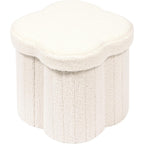 B Fsobeiialeo Storage Ottoman Cube, Flowers Shaped Ottomans With Storage Foot Stool Footrest For Lving Room, Boucle Ottoman Seat For Dorm Room,Faux Teddy Fur,White 12.6"X12.6"X12.6"