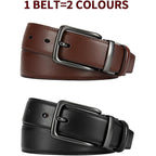 Reversible Leather Belt For Men 1.25" - Dual Sided Dress And Casual Belt, Trim To Fit, 2 Styles In One Belt