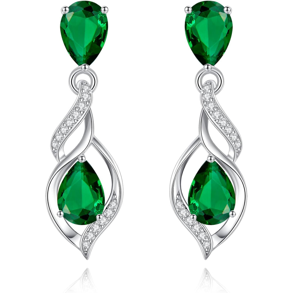 FANCIME Gift for Women Birthstone Earrings for Her Teardrop Birthstone Earrings S925 Sterling Silver infinity Love Birthday Gifts for Mom Women