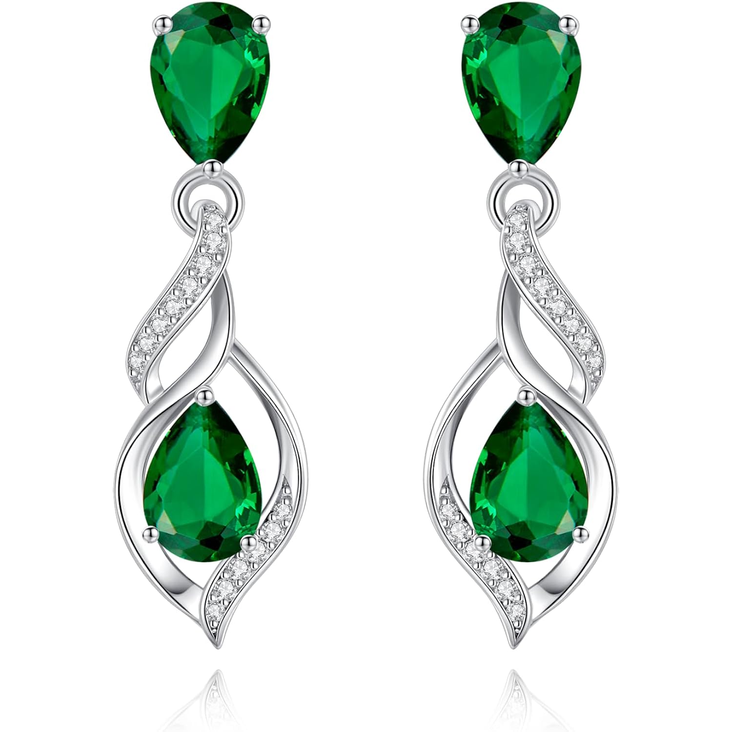 FANCIME Gift for Women Birthstone Earrings for Her Teardrop Birthstone Earrings S925 Sterling Silver infinity Love Birthday Gifts for Mom Women