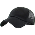 KBETHOS Vintage Washed Distressed Cotton Dad Hat Baseball Cap Adjustable Polo Trucker Unisex Style Headwear Black Trucker