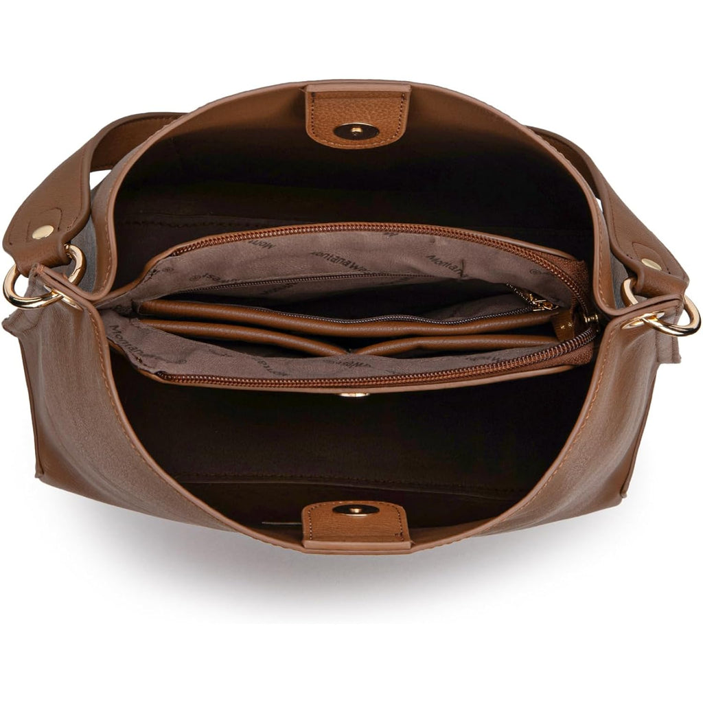 Montana West Medium Hobo Purse For Women 3 Compartment Bucket Shoulder Bag With Crossbody Strap