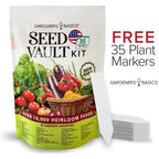 Gardeners Basics Survival Vegetable Seeds Garden Kit Over 16,000 Seeds Non-Gmo And Heirloom, Great For Emergency Bugout Survival Gear 35 Varieties Seeds For Planting Vegetables 35 Free Plant Markers