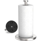 Vehhe Paper Towel Holder Countertop, Stainless Steel Paper Towel Holder Stand With Weighted Base Suction Cups, Standing Paper Towel Roll Holder For Kitchen Bathroom (Silver)