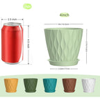 4 Inch Plant Pots, 6 Pack Indoor Flower Pots, Planters With Drainage Holes And Trays For Orchids, Violets, Succulents, Herbs, And Other Plants,Corolful