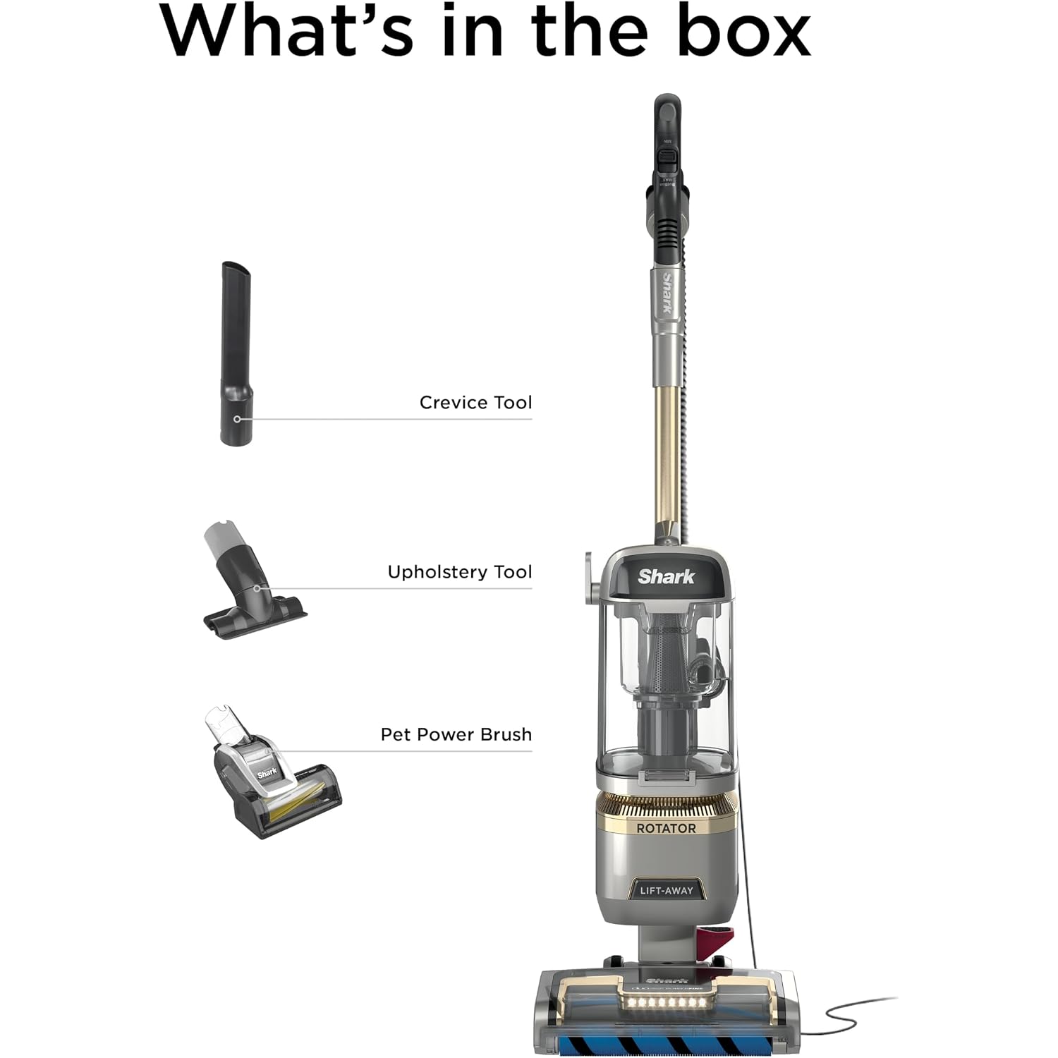 Shark | Upright Vacuum Cleaner For Home | Rotator Lift-Away | No Hair Wrap | Hepa Filter | Lightweight Bagless Vacuum For Pet Hair | Led Headlights For Carpets & Hardwood Floors | Silver | La502