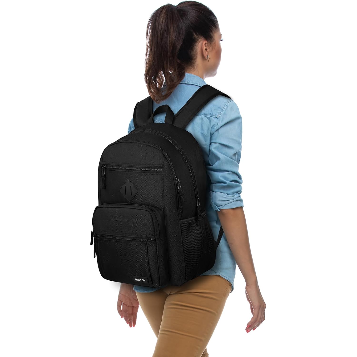 Bikrod Black Backpack For Men And Women, Backpack For School Teens Boys And Girls, Lightweight Casual High School Bookbag, Daily-Use Travel Laptop Backpack Fits 15.6 Inch Notebook
