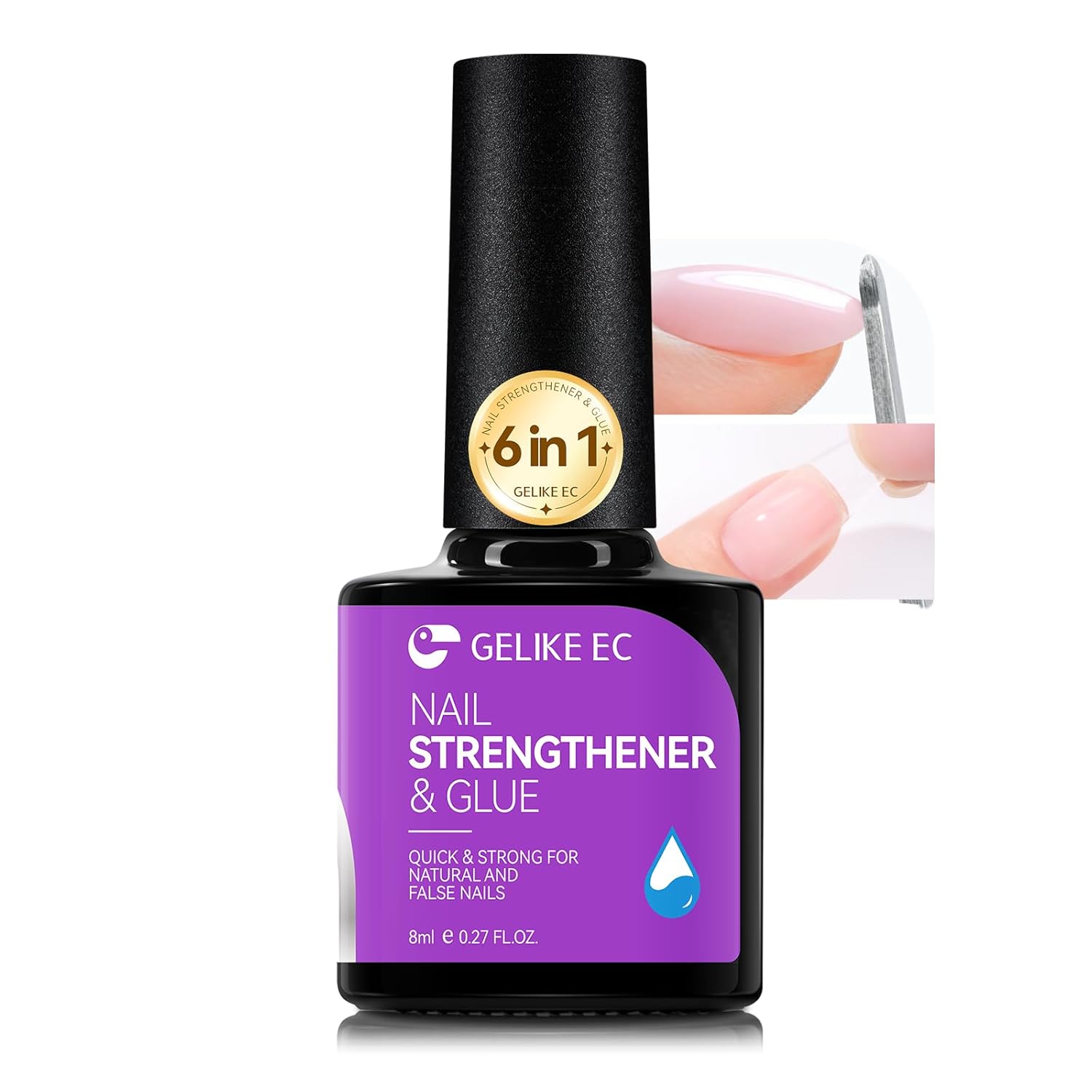 Nail Repair Glue for Damaged Nails: Gelike EC 6 in 1 Strong Nail Strengthener for Thin and Split- Long Lasting and Easy for Salon and Beginners Daily Care
