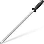 Utopia Kitchen Knife Sharpener Rod 12 Inch, Professional Honing Rod For Knife Sharpening With Hanging Hook, Black