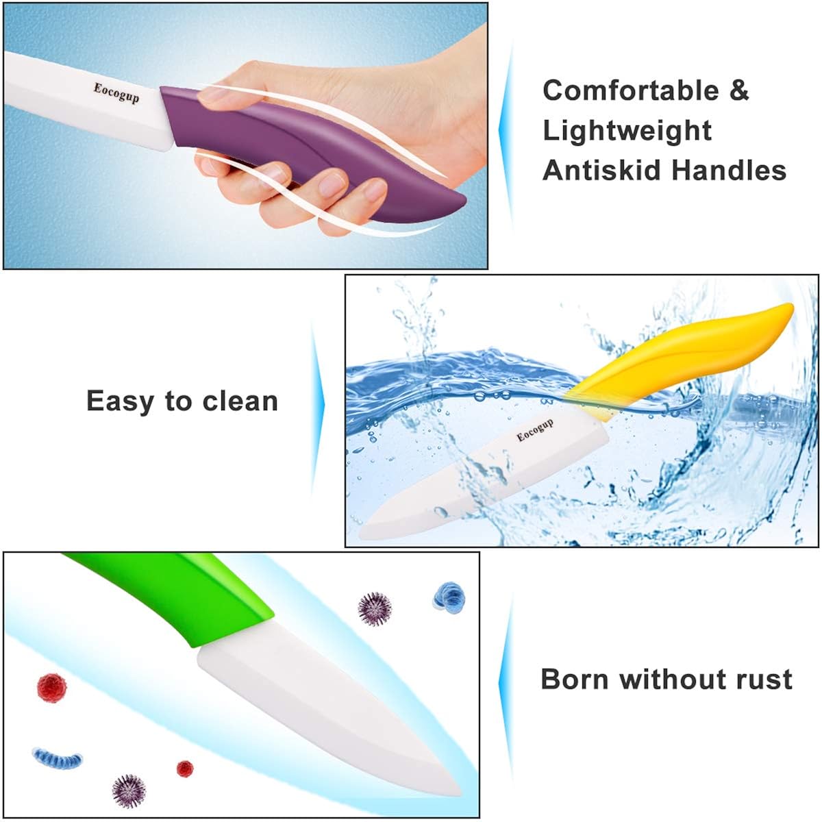 Updated Version Ceramic Knife Set 4-Piece Color With Sheaths (Includes 3" Paring Knife, 4" Fruit Knife, 5" Utility Knife, 6" Chef Knife) For Home Kitchen(Multicolour)