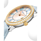 Golden Maple Dainty Watches For Women, Mother-Of-Pearl Dial And Swiss Quartz Movement, Ladies Watch With Leather Strap