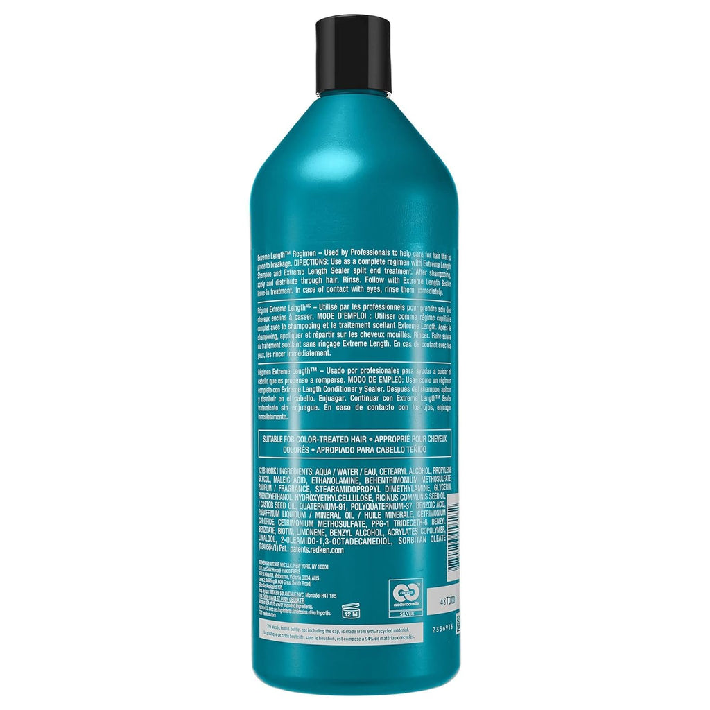 Redken Extreme Length Biotin Conditioner For Longer Hair – Promotes Healthy Hair Growth, Strengthens & Detangles Damaged Hair, Infused With Biotin & Castor Oil