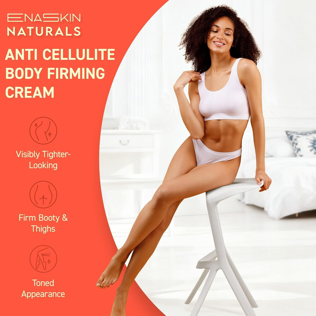 Enaskin Naturals Anti Cellulite Body Firming Cream: Tightening & Lifting Booty Lotion With 3D Thermal Tech For Thighs, Belly, Bum & Women Sagging Skin, Shea Butter & Coconut Oil, 3.4 Oz