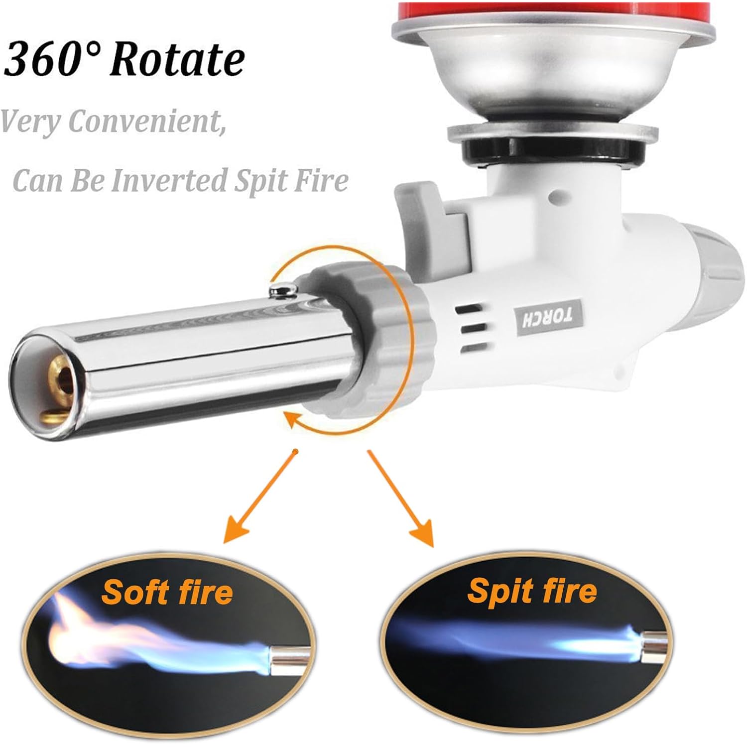 Butane Torch Blow Lighter Kitchen Culinary Torches Head | Reverse Use With Adjustable Flame, Ideal For Chef Cooking, Creme, Brulee, Bbq, Baking, Diy Soldering, Gas Not Included