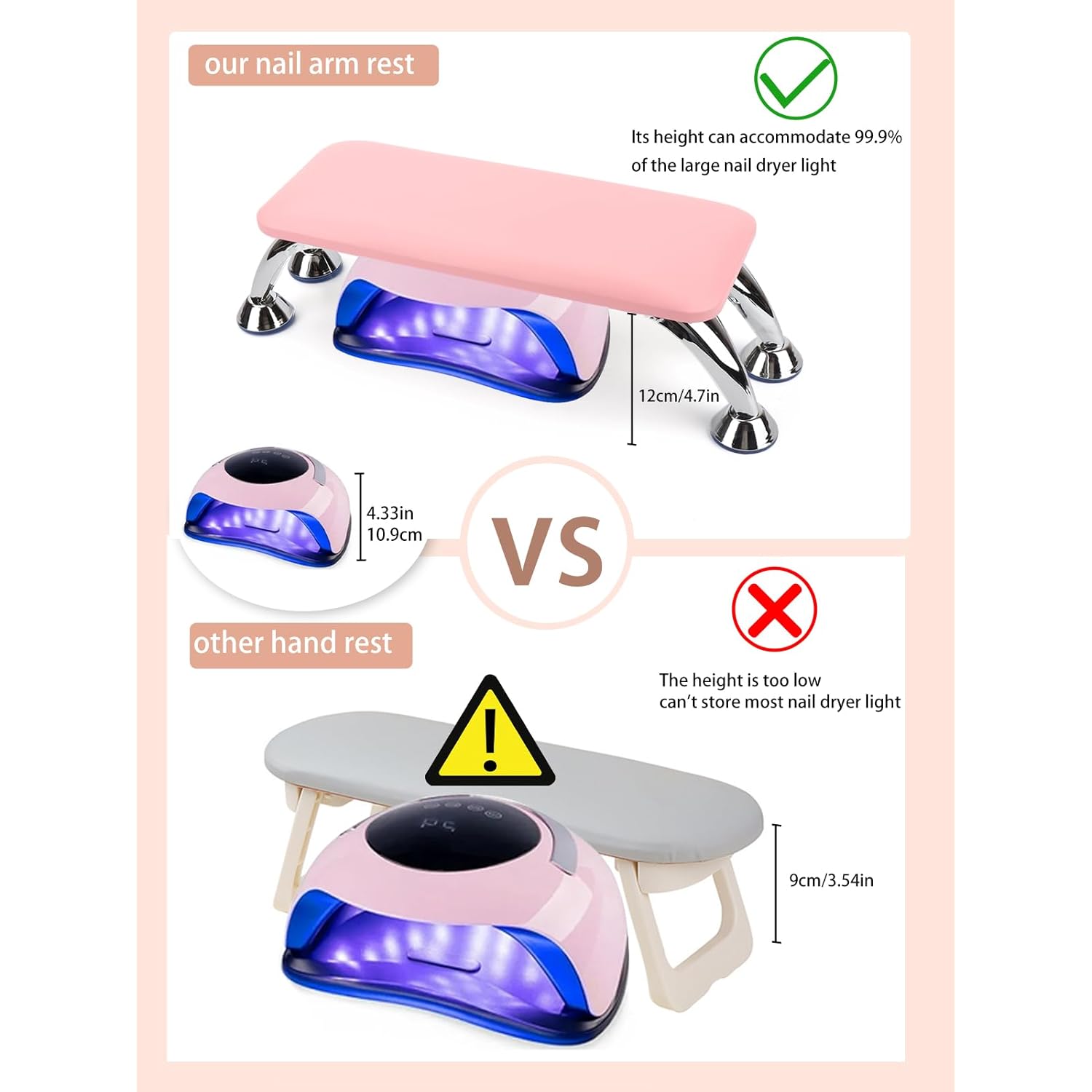 Big Arm Rest for Nails Cushion, Microfiber Leather Hand Rest for Nails Tech, Hand Rest Pillow for Nails Toenails, Detachable Nail Art Accessories Tool for Nails Tech (Pink)