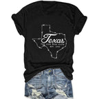 Vintage Texas T Shirt 1845 Womens Summer Funny Casual Map Graphic Tees Short Sleeve Tops