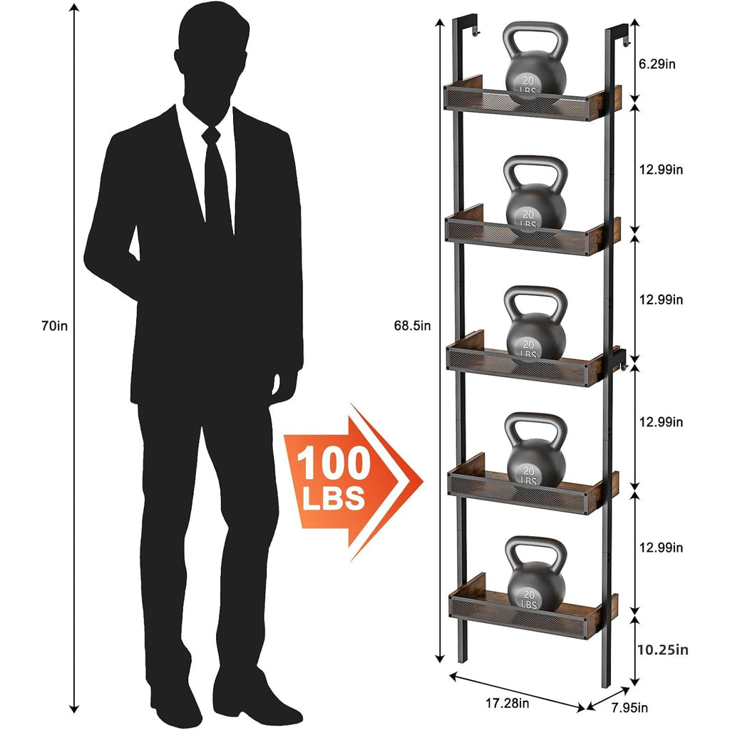 5-Tier Freestanding Wine Racks: 50 Bottles Wine Rack Shelf Wall Mounted With Fences, Wines Bottle Holder Display Shelf, Liquor Storage For Kitchen, Dining Room, Bar, Wood, 17.28''L X 7.95''W X 68.5''H