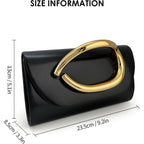 Myhozee Clutch Purses For Women Vegan Leather Evening Bag Formal Elegant Wedding Clutch Trendy Gold Handle Purses